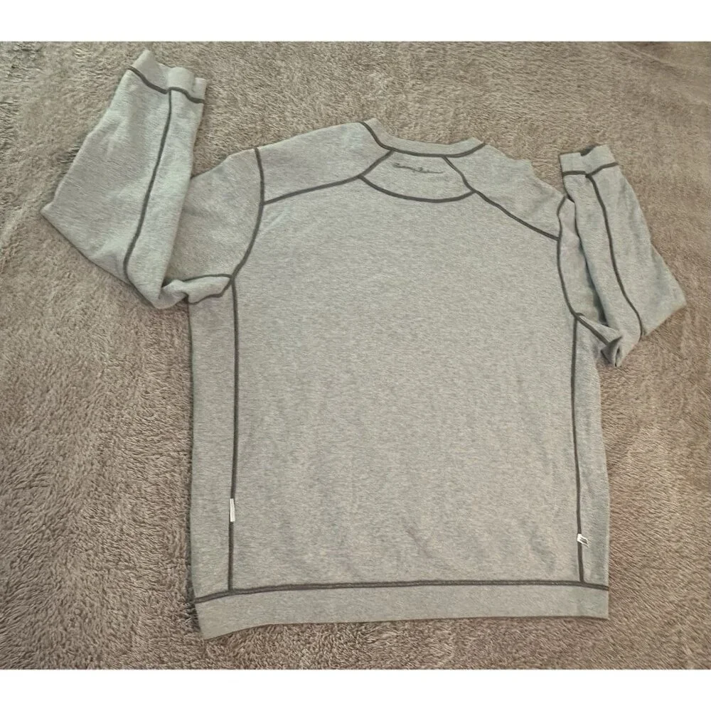 Tommy Bahama Reversible Sweater Gray Cotton Long Sleeves Mens
